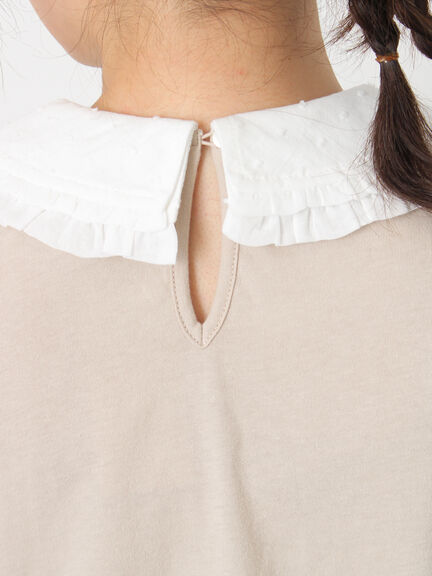 ドビーフリル襟カットソー（オフホワイト/ブラック/ベージュ）｜Samansa Mos2（サマンサ モスモス）通販