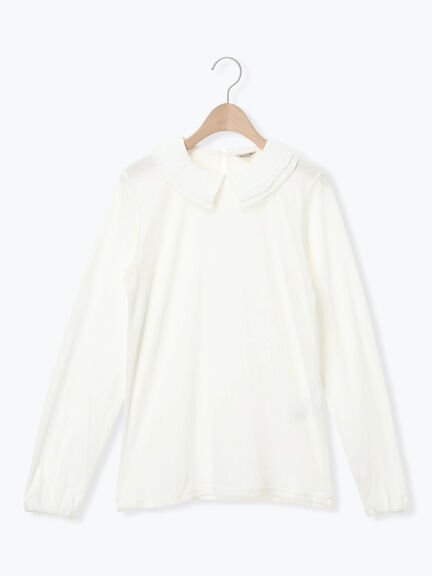 ドビーフリル襟カットソー（オフホワイト/ブラック/ベージュ）｜Samansa Mos2（サマンサ モスモス）通販