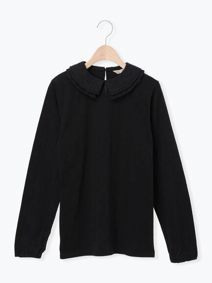 ドビーフリル襟カットソー（オフホワイト/ブラック/ベージュ）｜Samansa Mos2（サマンサ モスモス）通販