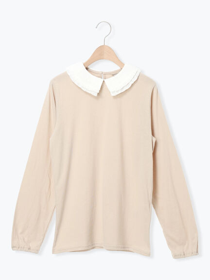 ドビーフリル襟カットソー（オフホワイト/ブラック/ベージュ）｜Samansa Mos2（サマンサ モスモス）通販