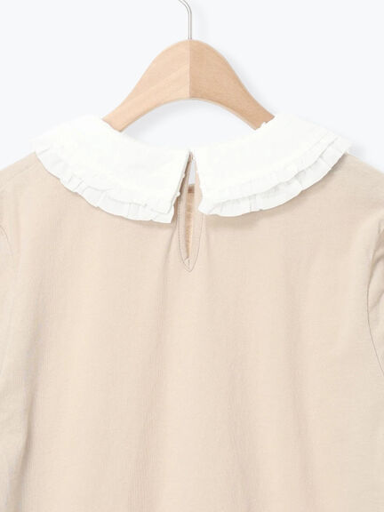 ドビーフリル襟カットソー（オフホワイト/ブラック/ベージュ）｜Samansa Mos2（サマンサ モスモス）通販