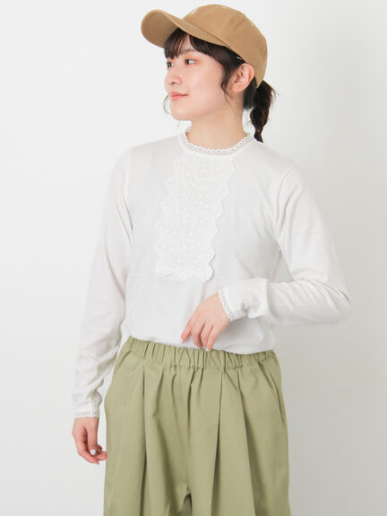 パーツレース貼りカットソー（オフホワイト/ブラック/ベージュ）｜Samansa Mos2（サマンサ モスモス）通販