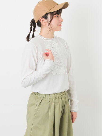 パーツレース貼りカットソー（オフホワイト/ブラック/ベージュ）｜Samansa Mos2（サマンサ モスモス）通販