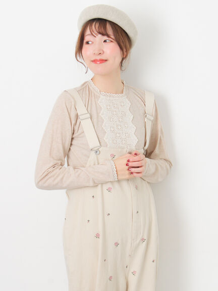 パーツレース貼りカットソー（オフホワイト/ブラック/ベージュ）｜Samansa Mos2（サマンサ モスモス）通販