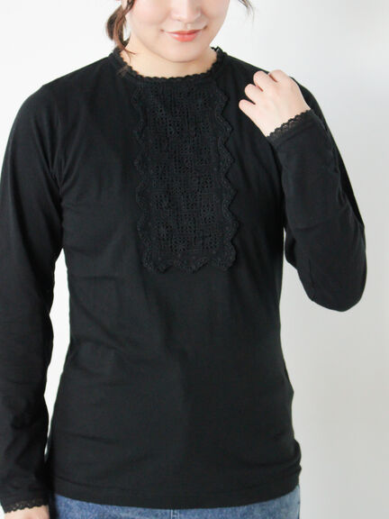 パーツレース貼りカットソー（オフホワイト/ブラック/ベージュ）｜Samansa Mos2（サマンサ モスモス）通販