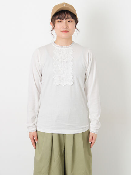 パーツレース貼りカットソー（オフホワイト/ブラック/ベージュ）｜Samansa Mos2（サマンサ モスモス）通販