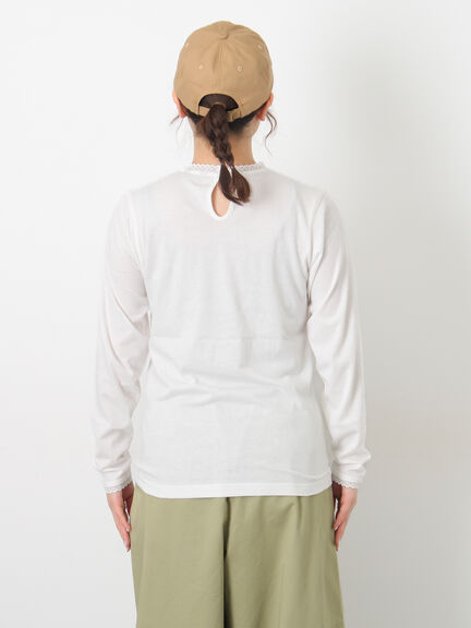 パーツレース貼りカットソー（オフホワイト/ブラック/ベージュ）｜Samansa Mos2（サマンサ モスモス）通販