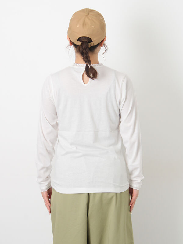 パーツレース貼りカットソー（オフホワイト/ブラック/ベージュ