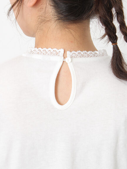 パーツレース貼りカットソー（オフホワイト/ブラック/ベージュ）｜Samansa Mos2（サマンサ モスモス）通販