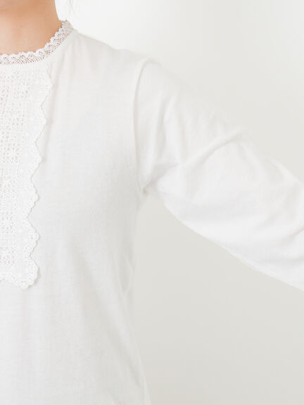 パーツレース貼りカットソー（オフホワイト/ブラック/ベージュ）｜Samansa Mos2（サマンサ モスモス）通販