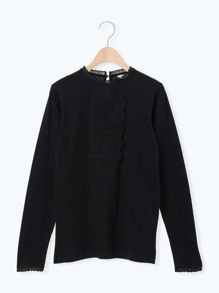 パーツレース貼りカットソー（オフホワイト/ブラック/ベージュ）｜Samansa Mos2（サマンサ モスモス）通販