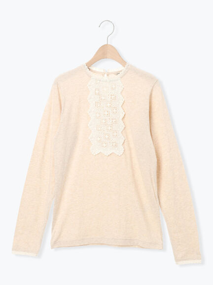 パーツレース貼りカットソー（オフホワイト/ブラック/ベージュ）｜Samansa Mos2（サマンサ モスモス）通販