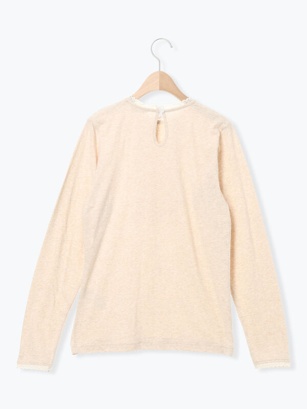 パーツレース貼りカットソー（オフホワイト/ブラック/ベージュ