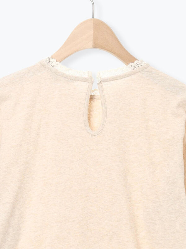 パーツレース貼りカットソー（オフホワイト/ブラック/ベージュ