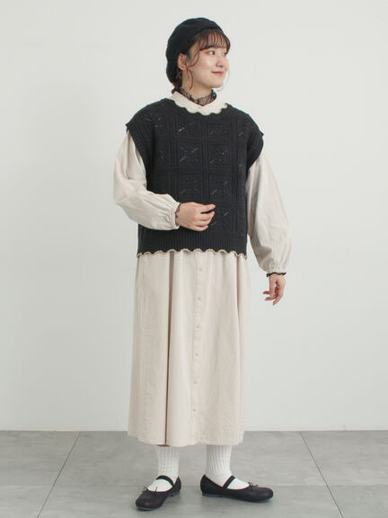 ドットチュール切り替えカットソー（オフホワイト/グレー/ブラック）｜Samansa Mos2（サマンサ モスモス）通販