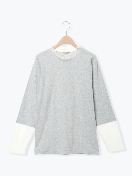 ドットチュール切り替えカットソー（オフホワイト/グレー/ブラック）｜Samansa Mos2（サマンサ モスモス）通販