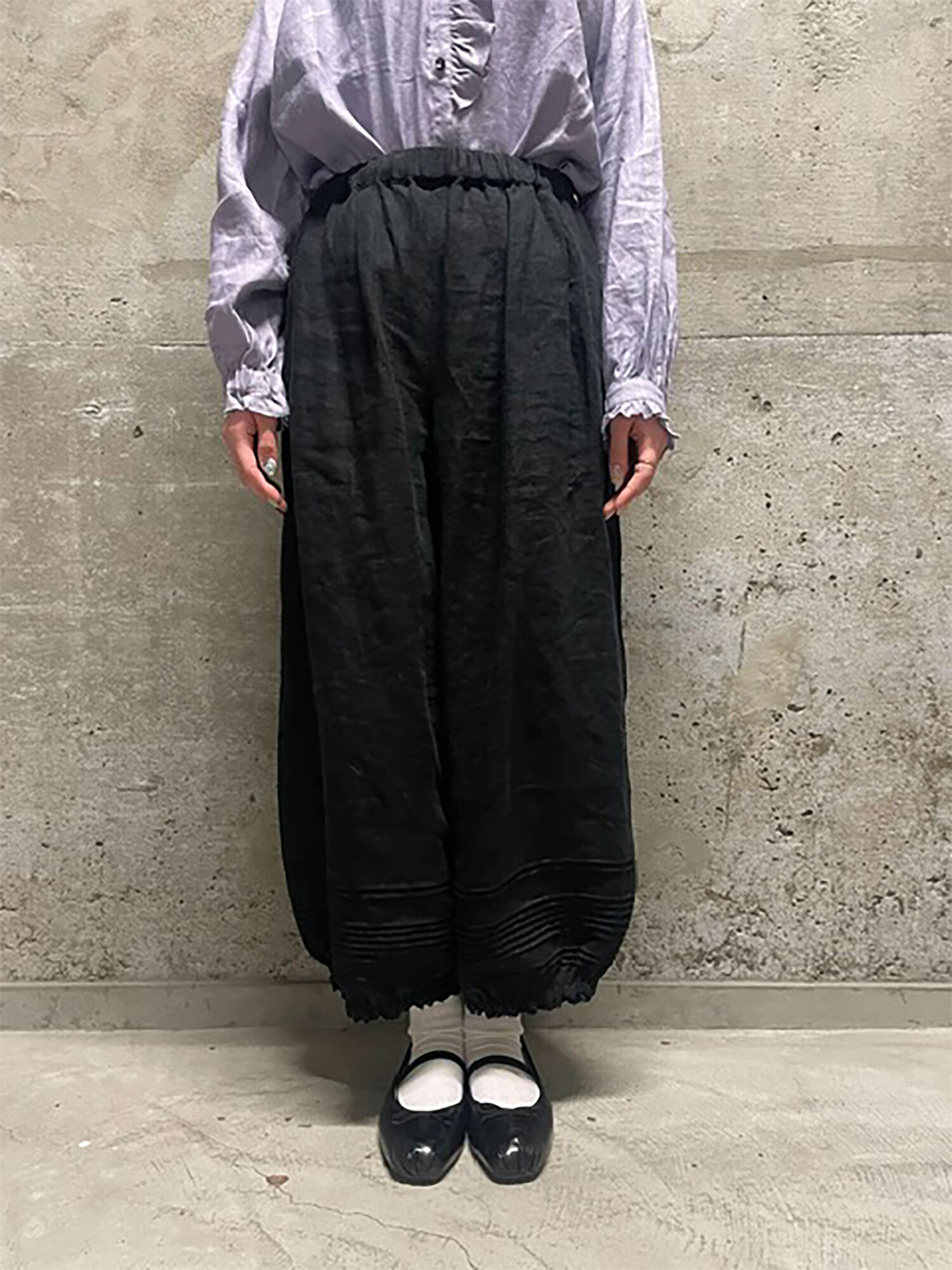 サマンサモスモス✿立川限定✿リネンフリルコクーンパンツ 立川店/EC限定】リネンルナポケットフリルパンツ（ブラック/ベージュ