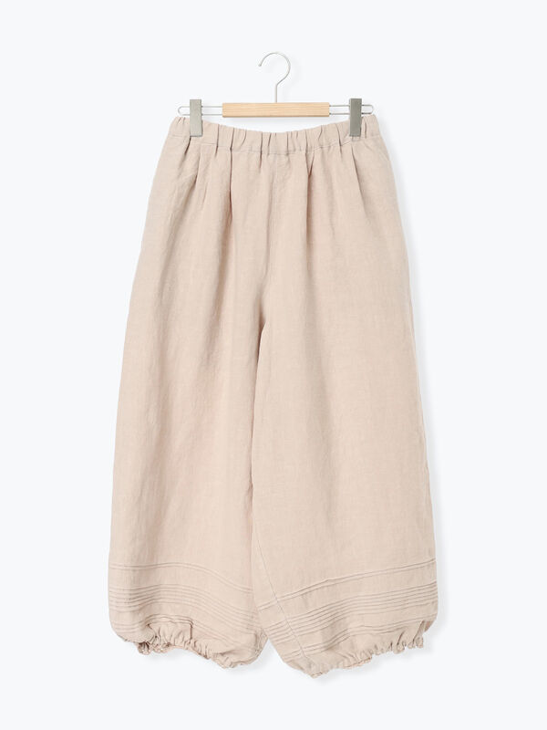 立川店/EC限定】リネンルナポケットフリルパンツ（ブラック/ベージュ