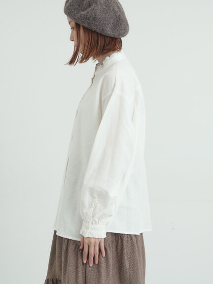 前立て刺繍フリルブラウス（オフホワイト/ベージュ/キナリ）｜Samansa Mos2（サマンサ モスモス）通販