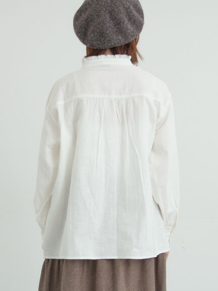 前立て刺繍フリルブラウス（オフホワイト/ベージュ/キナリ）｜Samansa Mos2（サマンサ モスモス）通販