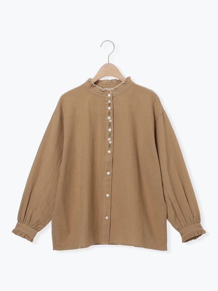 前立て刺繍フリルブラウス（オフホワイト/ベージュ/キナリ）｜Samansa Mos2（サマンサ モスモス）通販