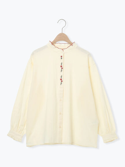 前立て刺繍フリルブラウス（オフホワイト/ベージュ/キナリ）｜Samansa Mos2（サマンサ モスモス）通販