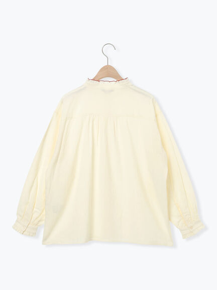 前立て刺繍フリルブラウス（オフホワイト/ベージュ/キナリ）｜Samansa Mos2（サマンサ モスモス）通販