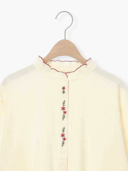 前立て刺繍フリルブラウス（オフホワイト/ベージュ/キナリ）｜Samansa Mos2（サマンサ モスモス）通販