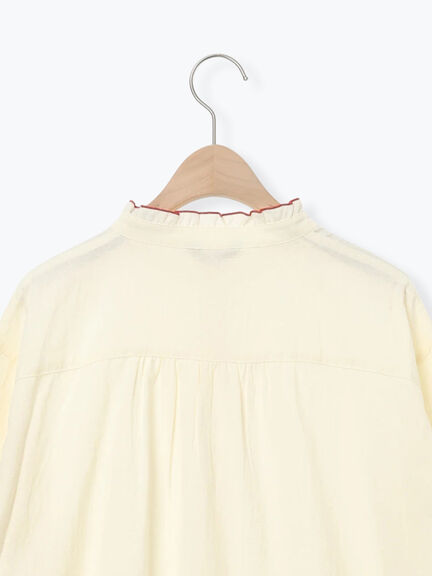 前立て刺繍フリルブラウス（オフホワイト/ベージュ/キナリ）｜Samansa Mos2（サマンサ モスモス）通販