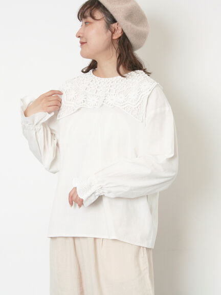 【WEB限定】前後2WAYレース襟ブラウス（オフホワイト/ブラック/ネイビー）｜Samansa Mos2（サマンサ モスモス）通販
