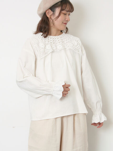 【WEB限定】前後2WAYレース襟ブラウス（オフホワイト/ブラック/ネイビー）｜Samansa Mos2（サマンサ モスモス）通販