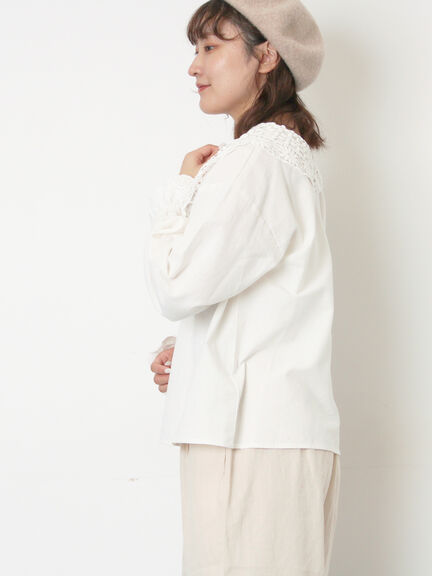 【WEB限定】前後2WAYレース襟ブラウス（オフホワイト/ブラック/ネイビー）｜Samansa Mos2（サマンサ モスモス）通販