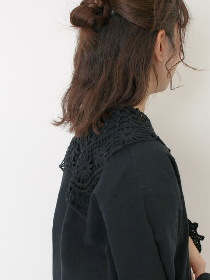 【WEB限定】前後2WAYレース襟ブラウス（オフホワイト/ブラック/ネイビー）｜Samansa Mos2（サマンサ モスモス）通販