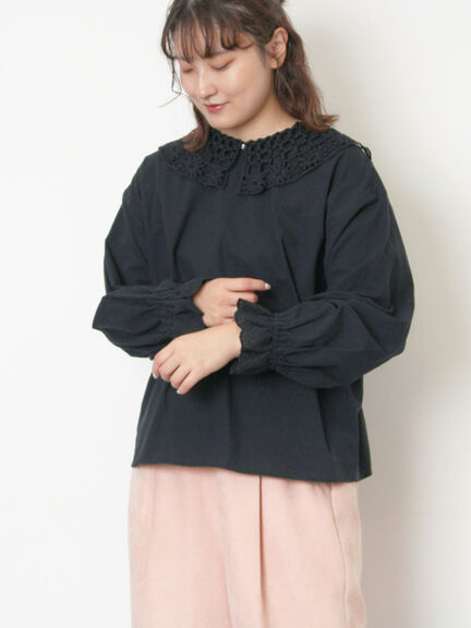 【WEB限定】前後2WAYレース襟ブラウス（オフホワイト/ブラック/ネイビー）｜Samansa Mos2（サマンサ モスモス）通販
