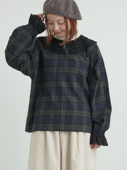 【WEB限定】前後2WAYレース襟ブラウス（オフホワイト/ブラック/ネイビー）｜Samansa Mos2（サマンサ モスモス）通販