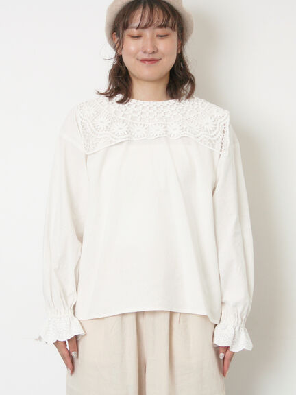 【WEB限定】前後2WAYレース襟ブラウス（オフホワイト/ブラック/ネイビー）｜Samansa Mos2（サマンサ モスモス）通販