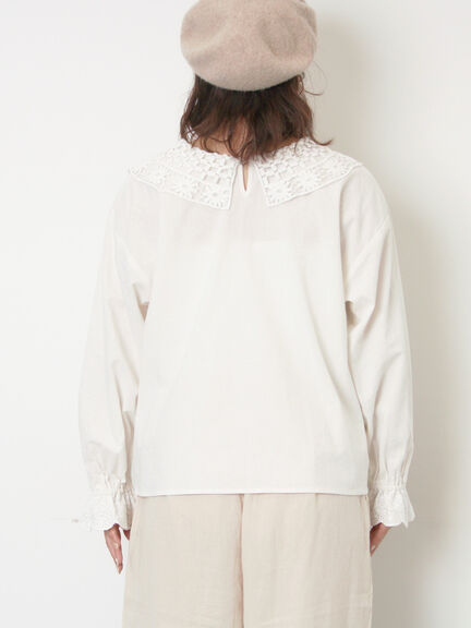 【WEB限定】前後2WAYレース襟ブラウス（オフホワイト/ブラック/ネイビー）｜Samansa Mos2（サマンサ モスモス）通販