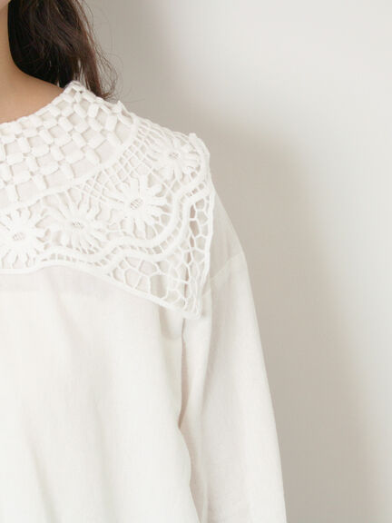 【WEB限定】前後2WAYレース襟ブラウス（オフホワイト/ブラック/ネイビー）｜Samansa Mos2（サマンサ モスモス）通販