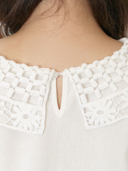 【WEB限定】前後2WAYレース襟ブラウス（オフホワイト/ブラック/ネイビー）｜Samansa Mos2（サマンサ モスモス）通販