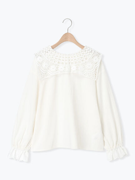 【WEB限定】前後2WAYレース襟ブラウス（オフホワイト/ブラック/ネイビー）｜Samansa Mos2（サマンサ モスモス）通販