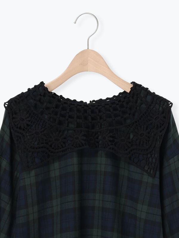 WEB限定】前後2WAYレース襟ブラウス（オフホワイト/ブラック/ネイビー