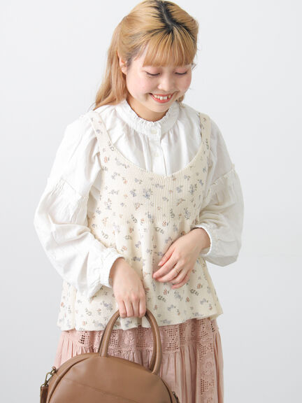 袖シャーリングギャザーブラウス（オフホワイト/ブラック/サックスブルー）｜Samansa Mos2（サマンサ モスモス）通販