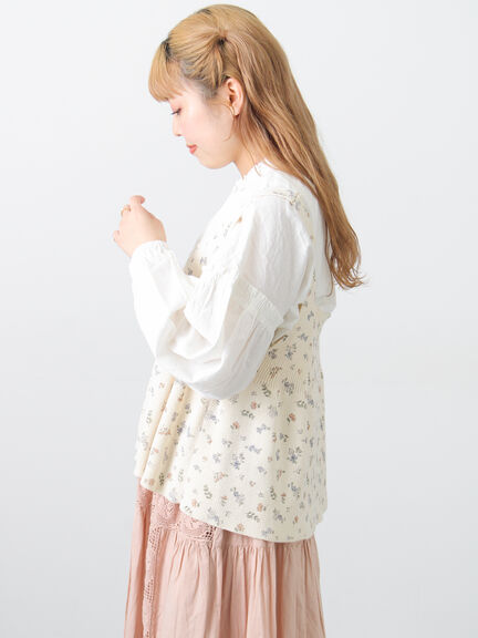 袖シャーリングギャザーブラウス（オフホワイト/ブラック/サックスブルー）｜Samansa Mos2（サマンサ モスモス）通販