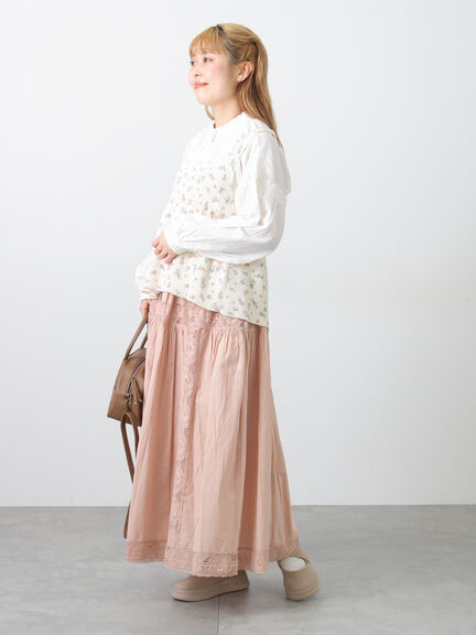 袖シャーリングギャザーブラウス（オフホワイト/ブラック/サックスブルー）｜Samansa Mos2（サマンサ モスモス）通販