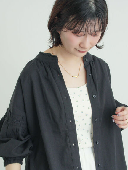 袖シャーリングギャザーブラウス（オフホワイト/ブラック/サックスブルー）｜Samansa Mos2（サマンサ モスモス）通販