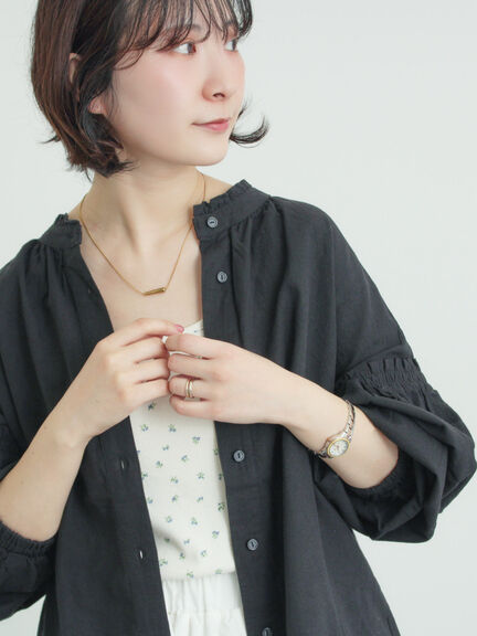 袖シャーリングギャザーブラウス（オフホワイト/ブラック/サックスブルー）｜Samansa Mos2（サマンサ モスモス）通販