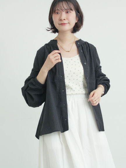 袖シャーリングギャザーブラウス（オフホワイト/ブラック/サックスブルー）｜Samansa Mos2（サマンサ モスモス）通販