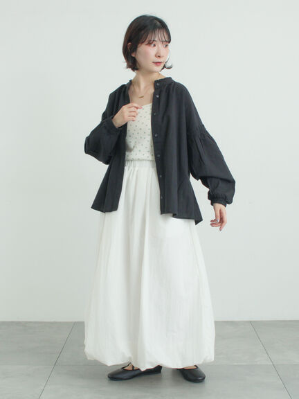 袖シャーリングギャザーブラウス（オフホワイト/ブラック/サックスブルー）｜Samansa Mos2（サマンサ モスモス）通販