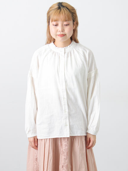 袖シャーリングギャザーブラウス（オフホワイト/ブラック/サックスブルー）｜Samansa Mos2（サマンサ モスモス）通販