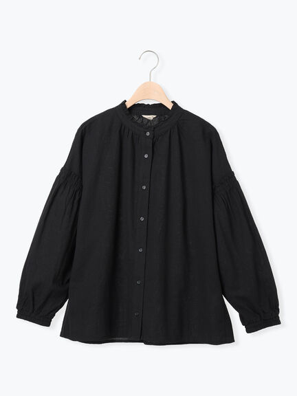 袖シャーリングギャザーブラウス（オフホワイト/ブラック/サックスブルー）｜Samansa Mos2（サマンサ モスモス）通販